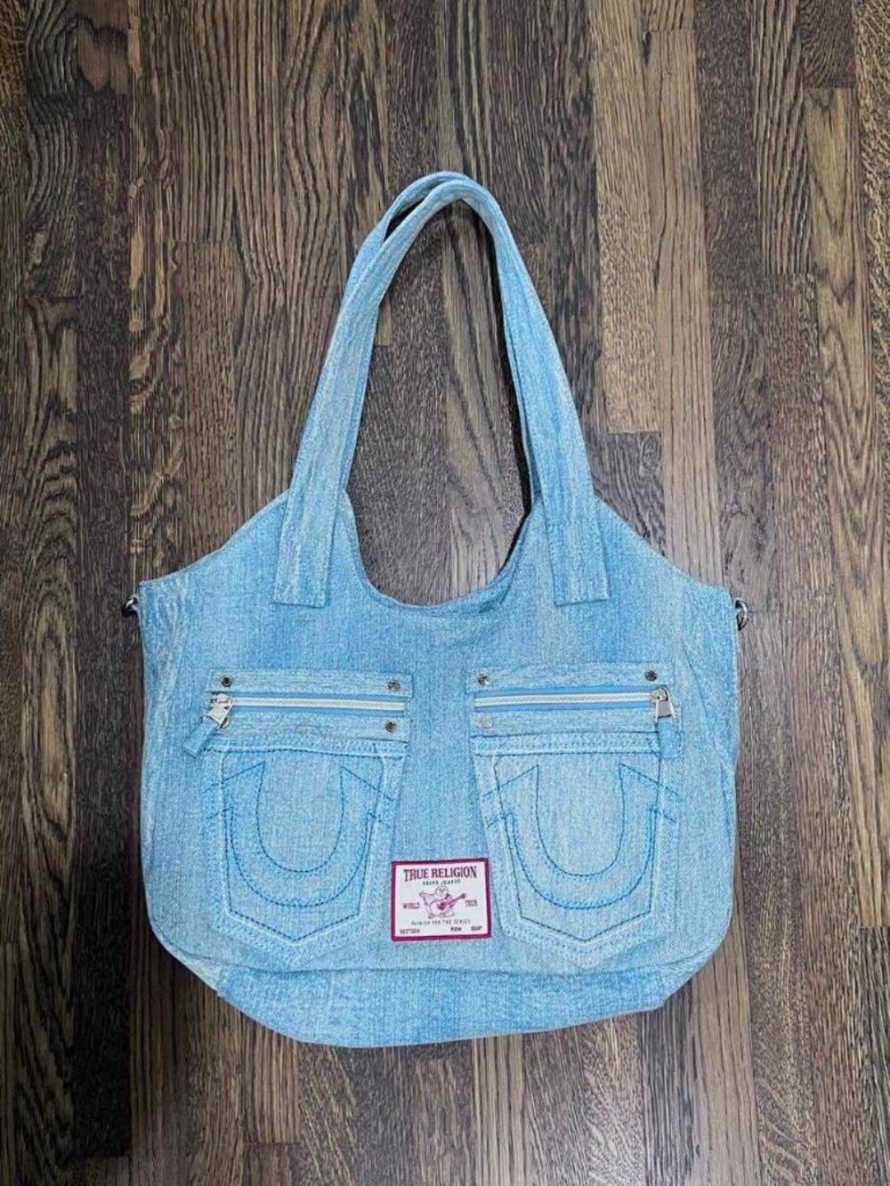 true religion blue denim tote y2k